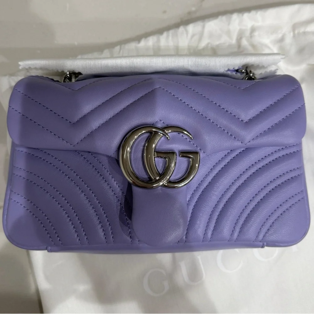Gucci Light Purple Quilted Chain Shoulder Bag - Picture 2 of 16